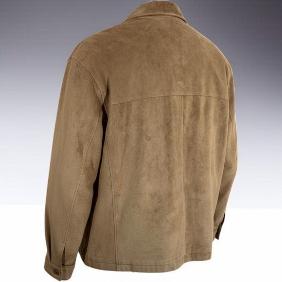 Roundtree & Yorke Suede Leather Jacket XXL Tan Zip Front Classic Look NEW - Picture 4 of 9